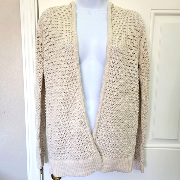 GAP Open Knit Open Hooded Cardigan Sweater Perfect Layering Ivory Size XS - Picture 1 of 7